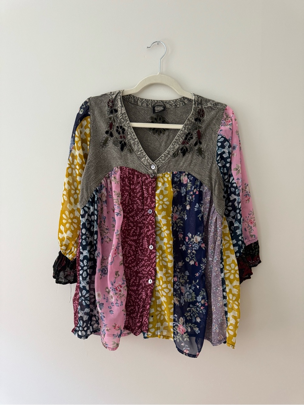 SHOP THERAPY Patchwork Blouse O/S